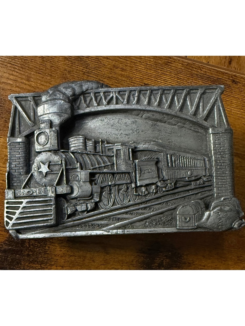 Vintage Locomotive Train Pewter Belt Buckle Bergamot Brassworks 1983 Made in USA